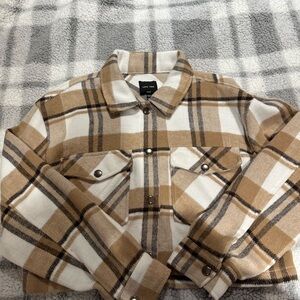 Women’s Tan and White Plaid Jacket